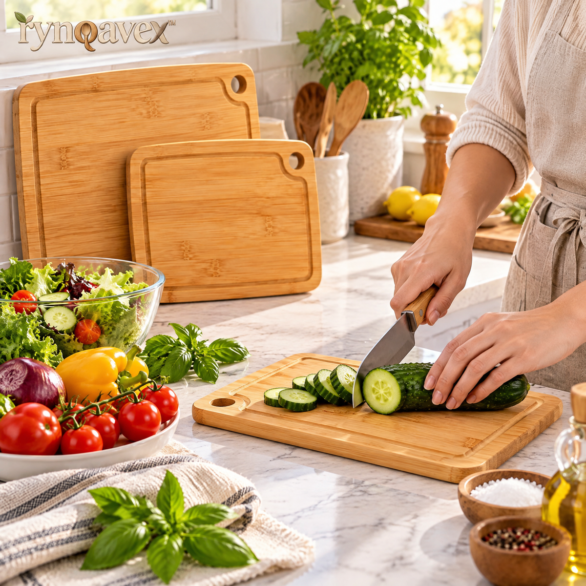 rynqavex™ 3-Piece Bamboo Cutting Board Set
