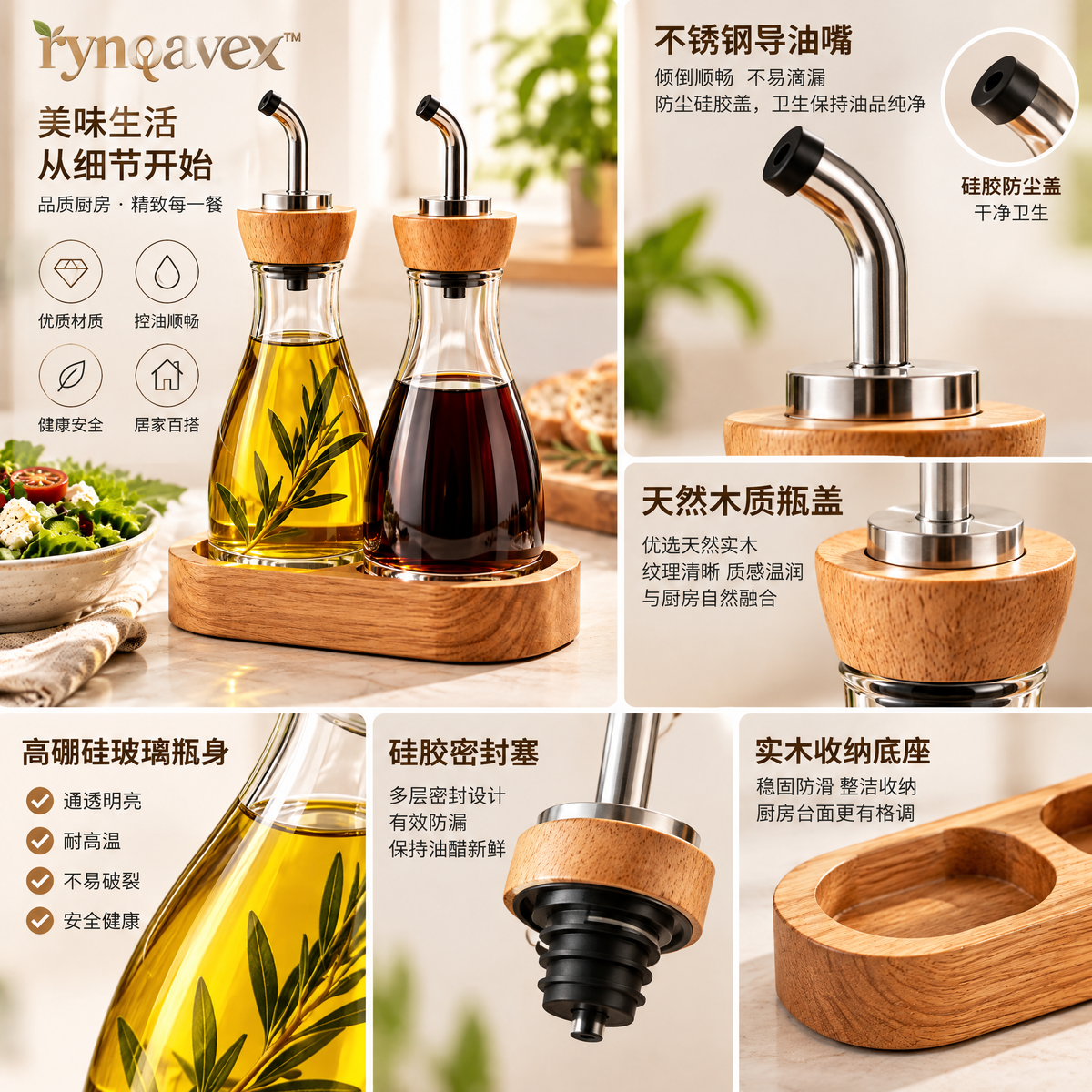 rynqavex™ Glass Oil & Vinegar Dispenser Set