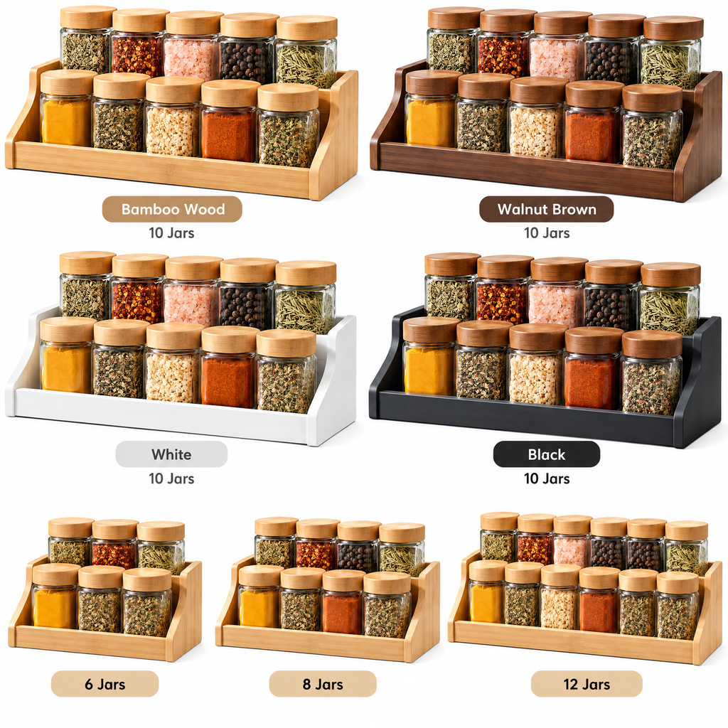 rynqavex™ 10-Jar Bamboo Spice Rack Set
