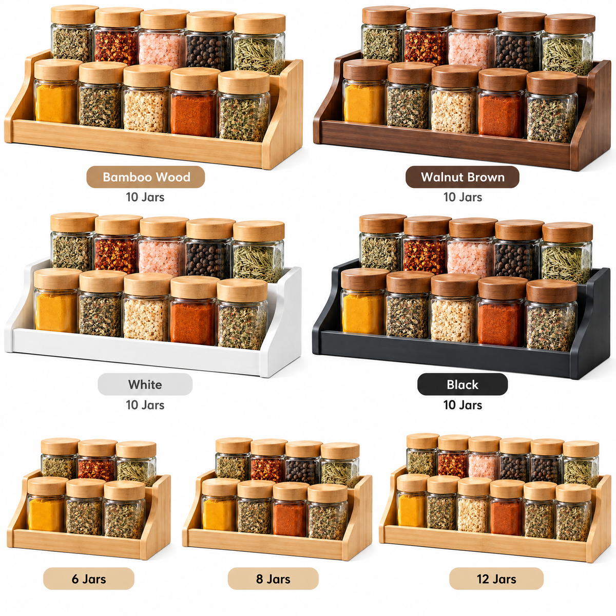 rynqavex™ 10-Jar Bamboo Spice Rack Set