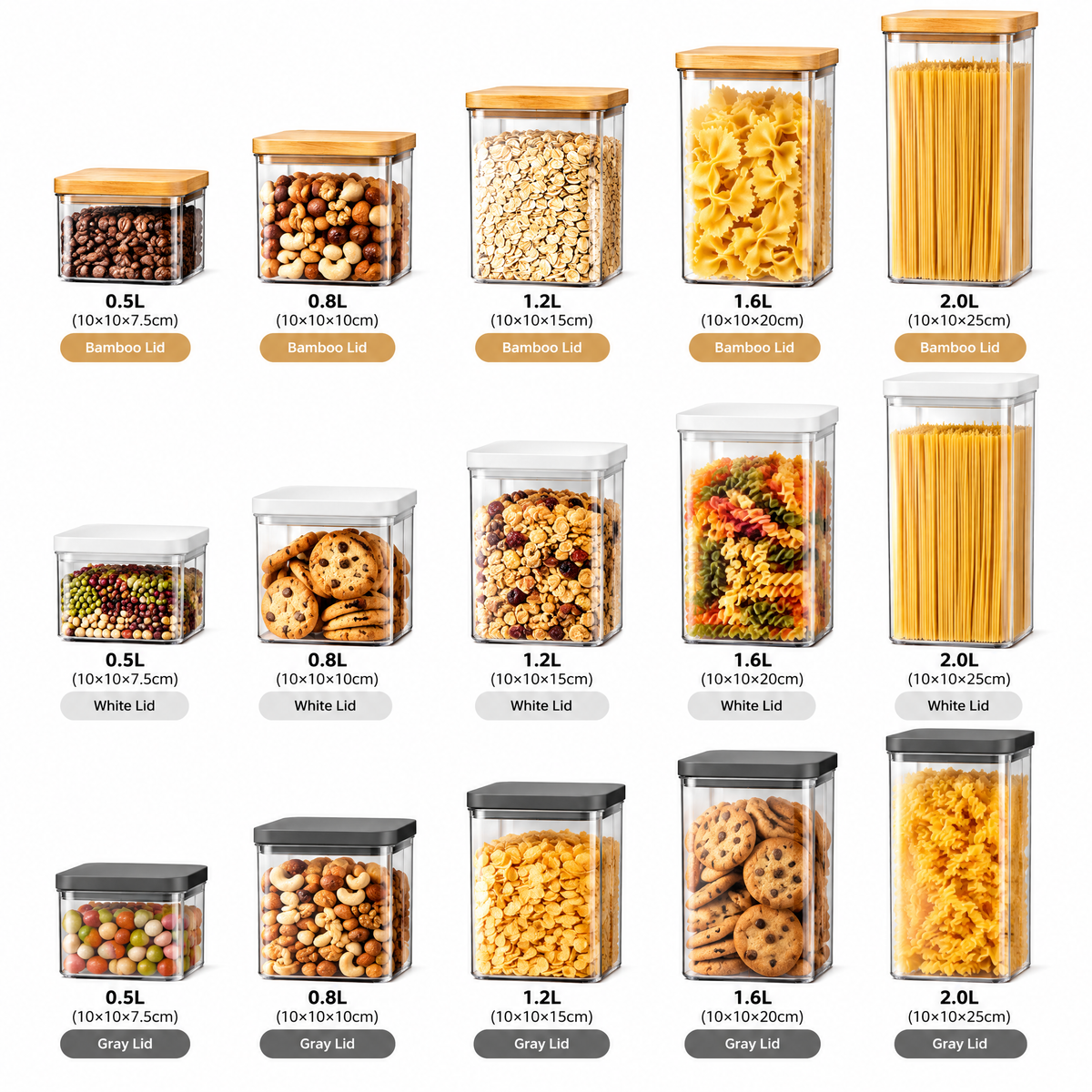 rynqavex™ Clear Pantry Storage Canister Set with Wood-Look Lids