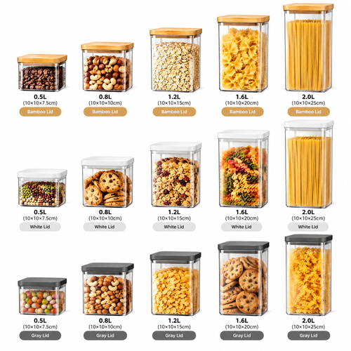 rynqavex™ Clear Pantry Storage Canister Set with Wood-Look Lids