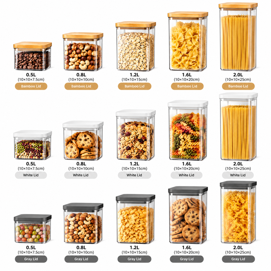 rynqavex™ Clear Pantry Storage Canister Set with Wood-Look Lids