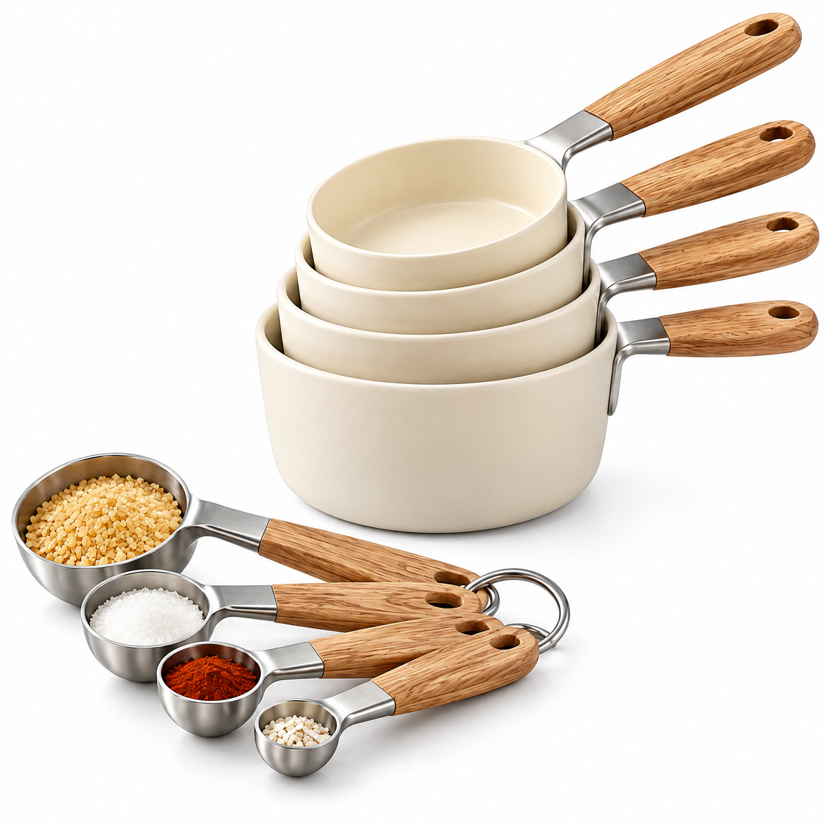 rynqavex™ Wood-Handle Measuring Cups & Spoons Set