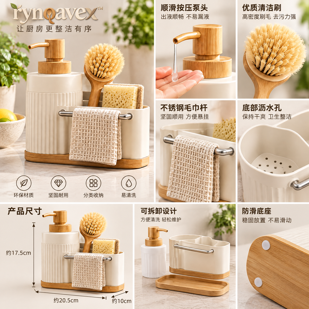 rynqavex™ Sink Caddy & Soap Dispenser Station