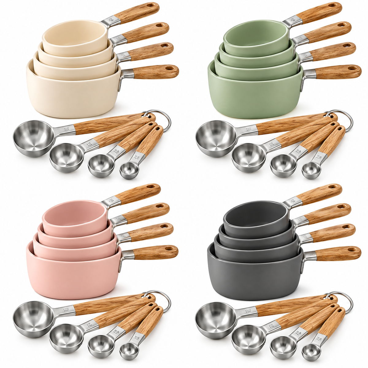 rynqavex™ Wood-Handle Measuring Cups & Spoons Set